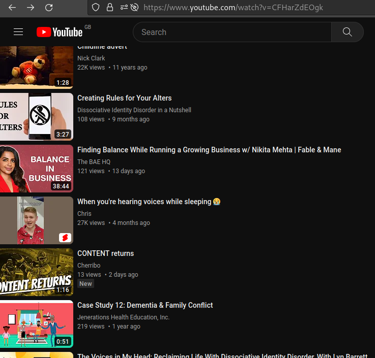 Screenshot of 18 rated game link on a Childline YouTube page